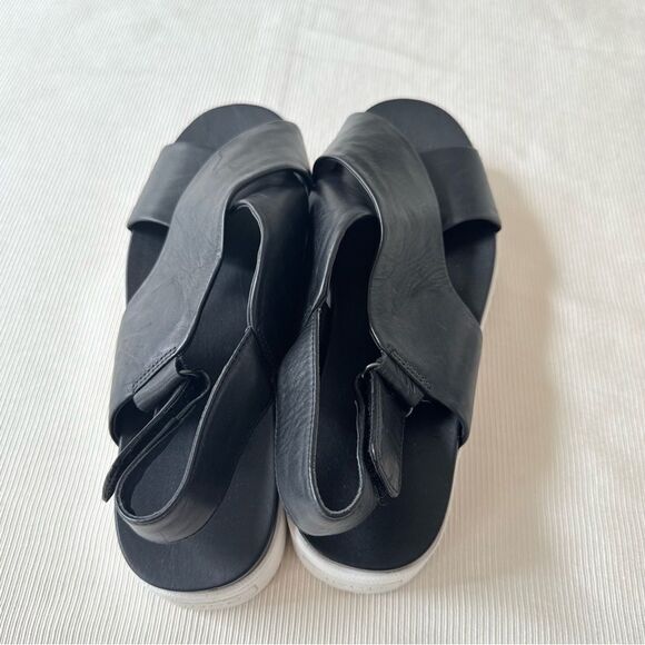 Vince Womens Sandals Weslan Crisscross Leather Platform Comfort Black Leather 8 - Picture 5 of 7